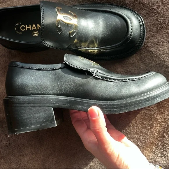 CHANEL LOAFERS BLOCK SHOES CC LOGO - Picture 10 of 16